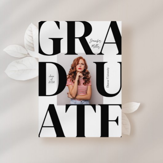 Bold Moderner Klassischer Foto Abschluss Einladung