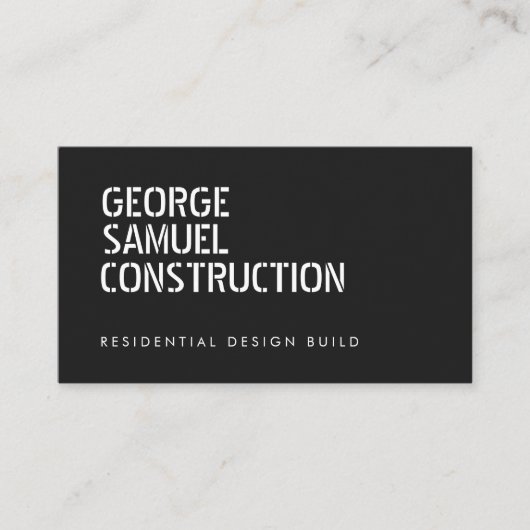 Bold Molded Construction Business QR Code Black Visitenkarte (Vorderseite)