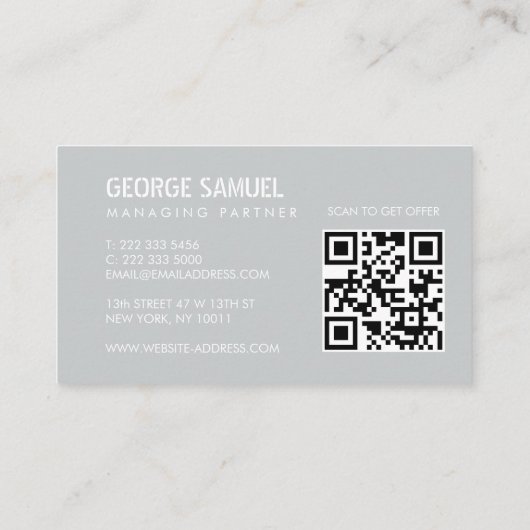 Bold Molded Construction Business QR Code Visitenkarte (Rückseite)