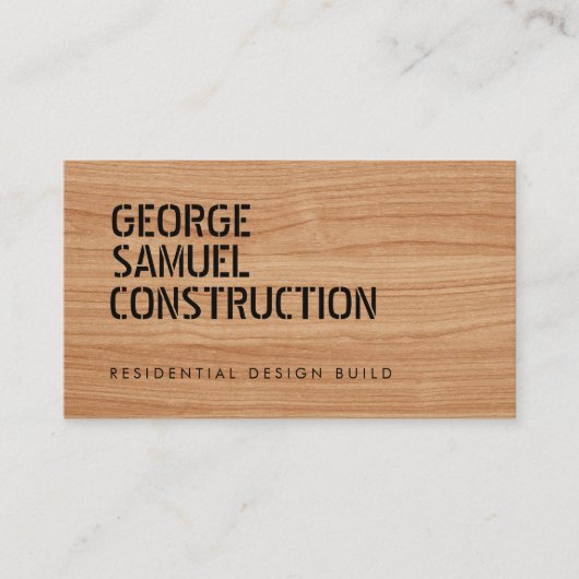Bold Molded Construction Business QR Code Wooden Visitenkarte (Vorderseite)