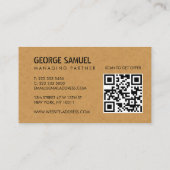 Bold Molded Realtor Business QR Code Light Tan Visitenkarte (Rückseite)