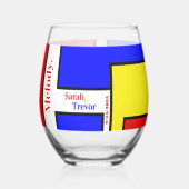 Bold Mondrian Inspiriert Retro Geometric Art Weinglas Ohne Stiel (Links)