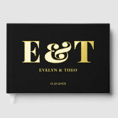 Bold Monogram Elegant Foto Wedding Gästebuch (Vorderseite)