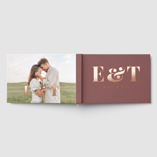 Bold Monogram Elegant Foto Wedding Gästebuch (Voll)