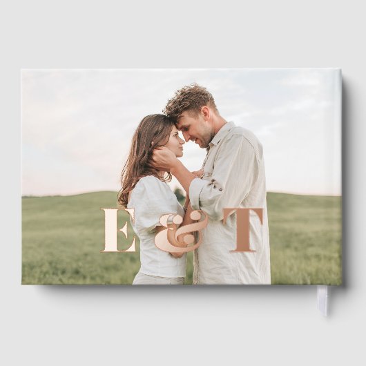 Bold Monogram Elegant Foto Wedding Gästebuch (Rückseite)