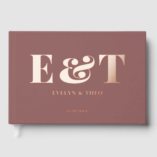 Bold Monogram Elegant Foto Wedding Gästebuch (Vorderseite)