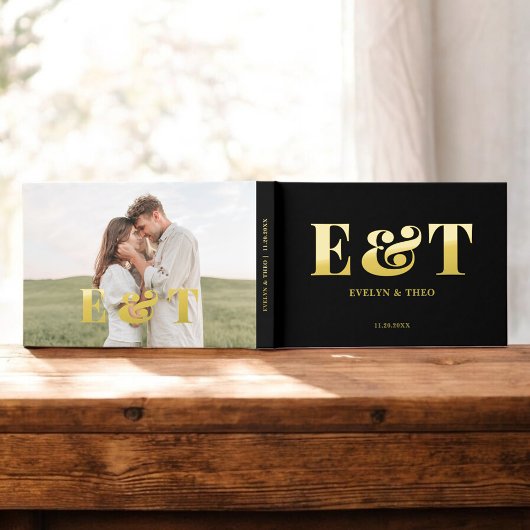 Bold Monogram Elegant Foto Wedding Gästebuch
