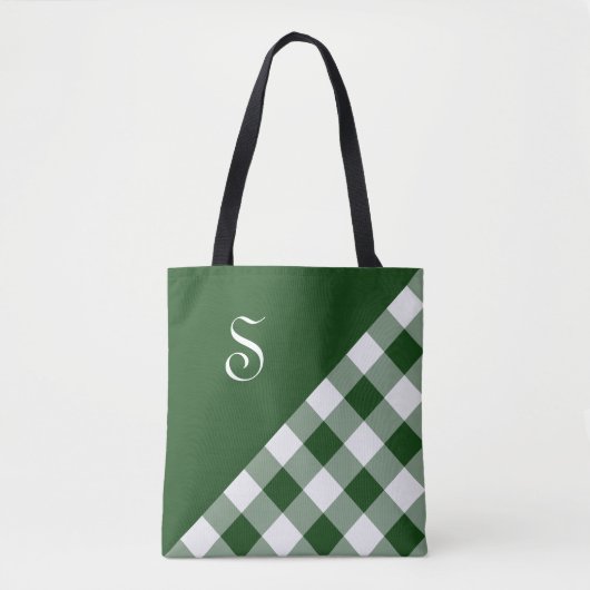 Bold Monogram Green White Buffalo Karo Geometric Tasche (Vorderseite)