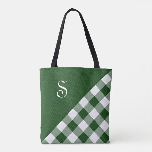 Bold Monogram Green White Buffalo Karo Geometric Tasche (Rückseite)