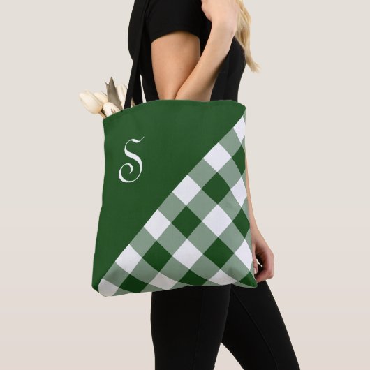 Bold Monogram Green White Buffalo Karo Geometric Tasche (Von Nahem)