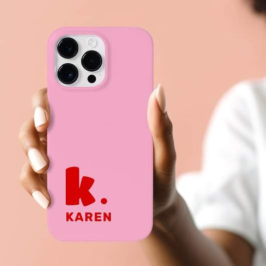 Bold monogram initial and name red pink Case-Mate iPhone hülle