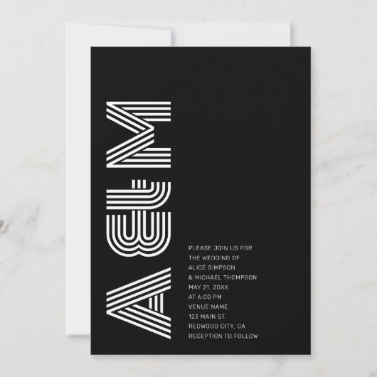 Bold Monogram Minimalist Black Einladung (Vorderseite)