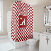 Bold Monogram Red and White Gingham Pattern Duschvorhang (Beispiel)