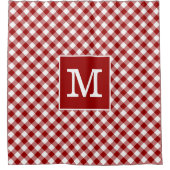 Bold Monogram Red and White Gingham Pattern Duschvorhang (Vorderseite)