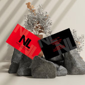 Bold Monogram Red Black Minimalistisch Stilvoll Co Visitenkarte