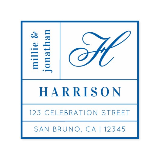 Bold Monogram Script & Typografy Rücksendeadresse Permastempel (Design)