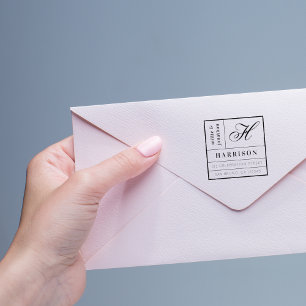 Bold Monogram Script & Typografy Rücksendeadresse Permastempel