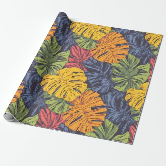 Bold Monstera Leaves Tropical Wrapping Paper Geschenkpapier (Ungerollt)