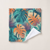 Bold Monstera Muster Tropical Leaf Sommer Frühling Badhandtuch Set (Waschlappen)