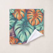 Bold Monstera Muster Tropical Leaf Sommer Frühling Badhandtuch Set (Waschlappen)