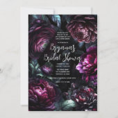 Bold Moody Blume Black Enchanted Floral Bridal Einladung (Vorderseite)