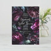 Bold Moody Blume Black Enchanted Floral Bridal Einladung (Stehend Vorderseite)