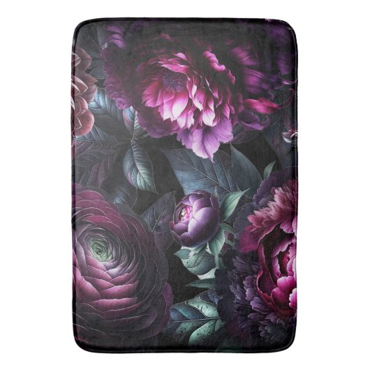 Bold Moody Blume Black Enchanted Floral Garden Badematte (Vorderseite Vertikal)