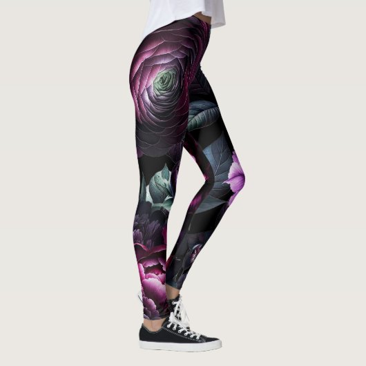Bold Moody Blume Black Enchanted Floral Garden Leggings (Rechts)