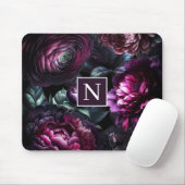 Bold Moody Blume Black Enchanted Floral Garden Mousepad (Mit Mouse)