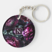 Bold Moody Blume Black Enchanted Floral Garden Schlüsselanhänger (Rückseite)