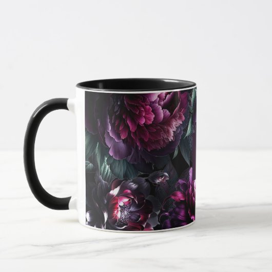 Bold Moody Blume Black Enchanted Floral Garden Tasse (Links)