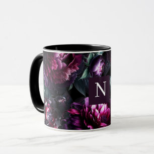 Bold Moody Blume Black Enchanted Floral Garden Tasse