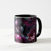 Bold Moody Blume Black Enchanted Floral Garden Tasse (VorderseiteRechts)