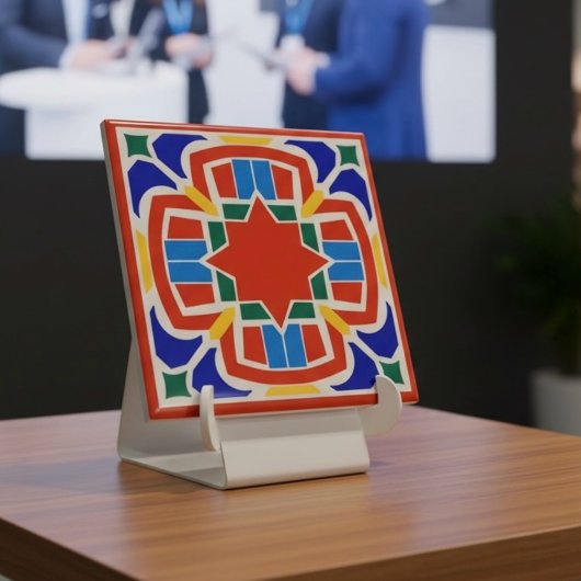 Bold Moroccan Star Ceramic Tile Red Orange Fliese