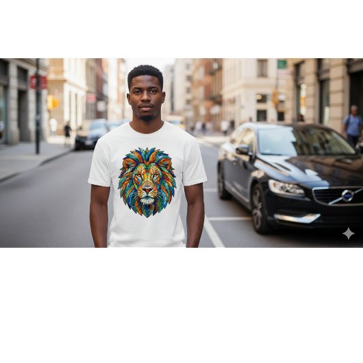 Bold Mosaic Lion Head – Vibrant Artistic King  T-Shirt