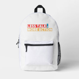 Bold Motivational Quote – Less Talk, More Action Bedruckter Rucksack