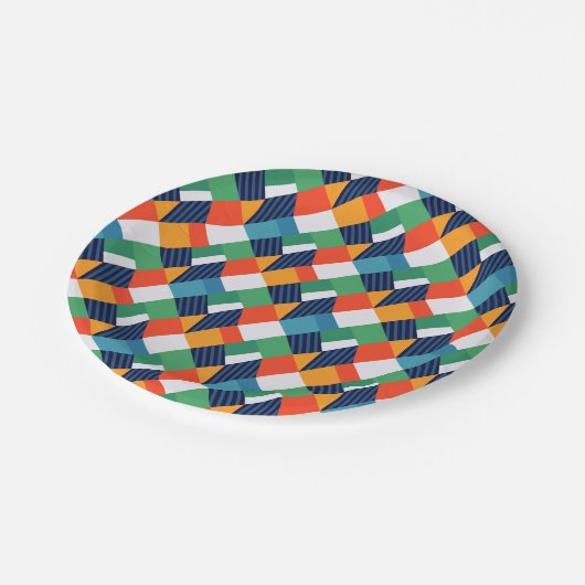 Bold Multicolour Geometric Abstract Pappteller (Schrägansicht)
