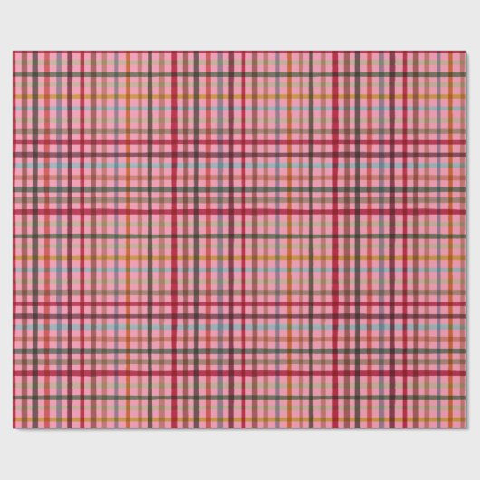 Bold Multicolour Tartan Plaid Vibrant Check Geschenkpapier (Flach)