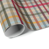 Bold Multicolour Tartan Plaid Vibrant Check taupe Geschenkpapier (Rolleneckpunkt)