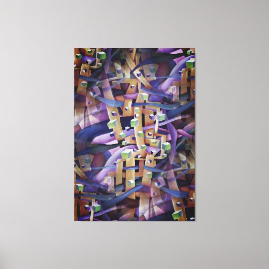 Bold Multicolred Flamboyant Geometric Abstrakt Leinwanddruck (Vorderseite)