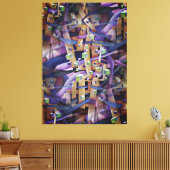 Bold Multicolred Flamboyant Geometric Abstrakt Leinwanddruck (Insitu (Wohnzimmer))
