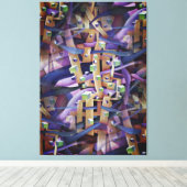 Bold Multicolred Flamboyant Geometric Abstrakt Leinwanddruck (Insitu (Holzboden))