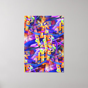 Bold Multicolred Flamboyant Geometric Abstrakt Leinwanddruck
