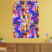 Bold Multicolred Flamboyant Geometric Abstrakt Leinwanddruck (Insitu (Wohnzimmer))