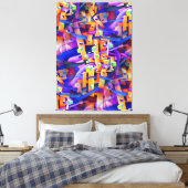 Bold Multicolred Flamboyant Geometric Abstrakt Leinwanddruck (Insitu (Schlafzimmer))