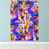 Bold Multicolred Flamboyant Geometric Abstrakt Leinwanddruck (Insitu (Holzboden))
