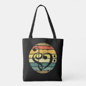 Bold Musical Heart Over Retro Sunset Color Bands Tasche (Rückseite)