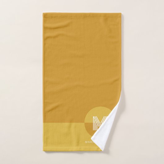 Bold Mustard Yellow Geometric Modern Monogram Badhandtuch Set (Handtuch)