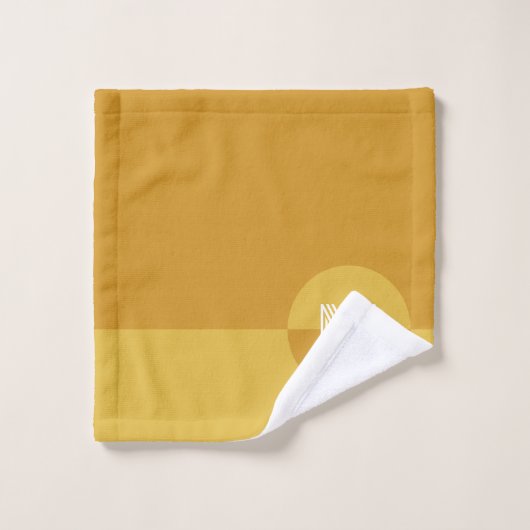 Bold Mustard Yellow Geometric Modern Monogram Badhandtuch Set (Waschlappen)