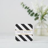 BOLD-Muster für moderne Goldstreifen-Streifen Schw Quadratische Visitenkarte (Stehend Vorderseite)